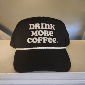 NEW NWOT Dutch Bros DRINK MORE COFFEE trucker hat 2023 black white cap logo